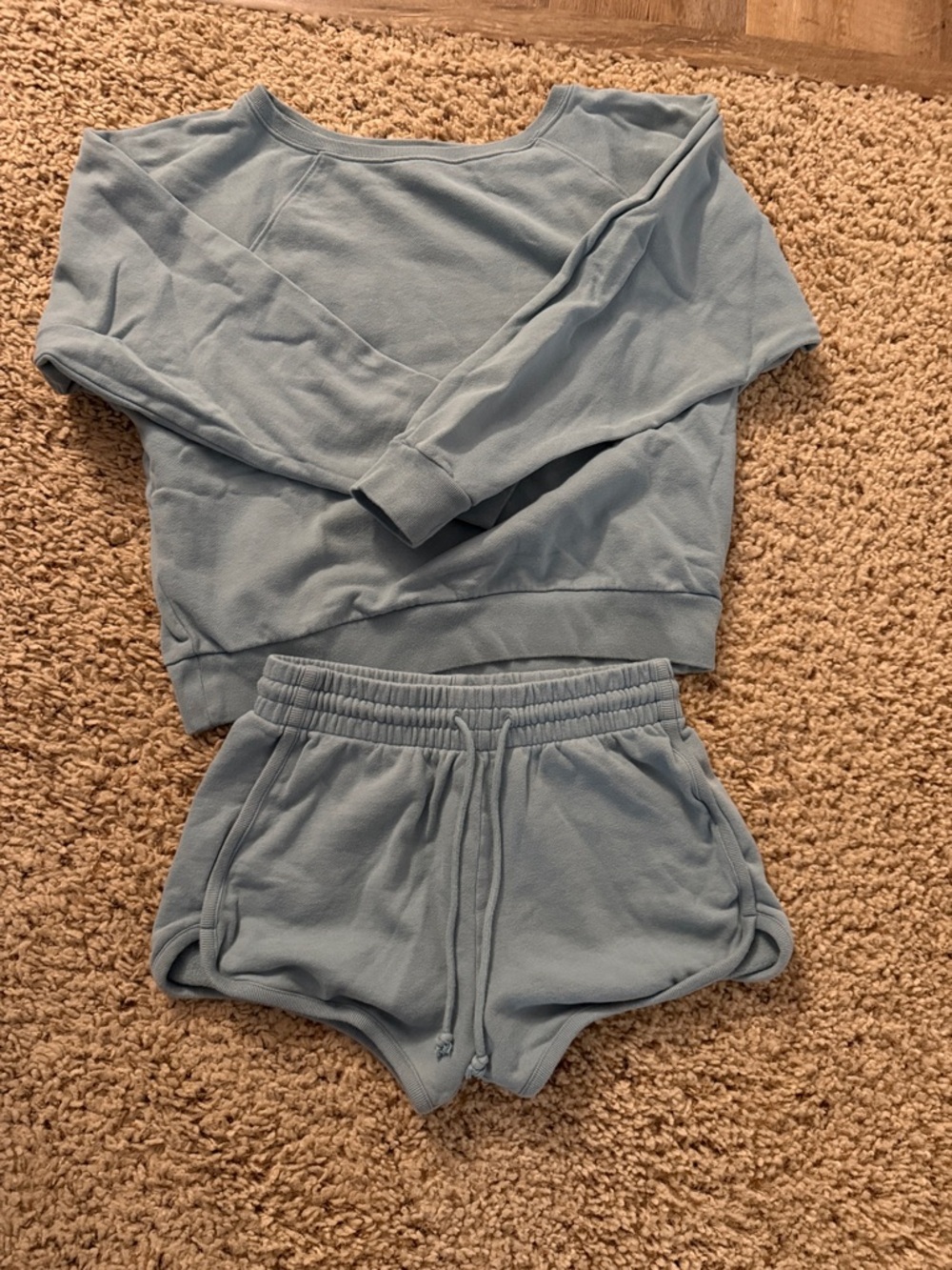 Light Blue Women's Lounge Sweatshirt & Shorts Set